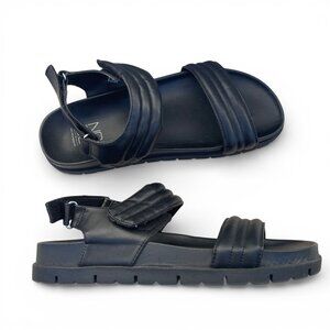 No Boundaries Black Padded Strap Sport Sandals Chunky Lug Sole Velcro Size 9
